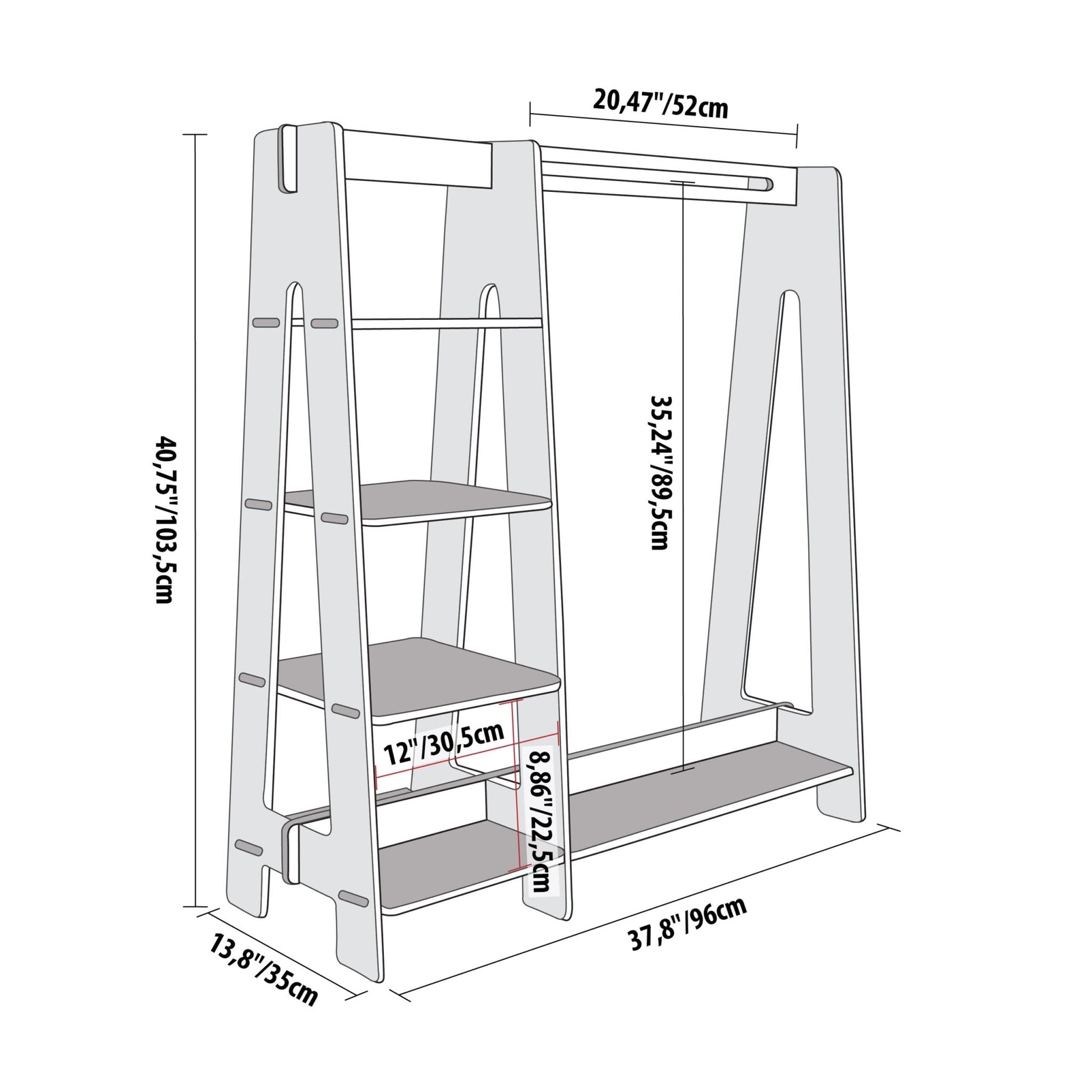 Clothing Rack with Shelves for Toddlers - Kindeco