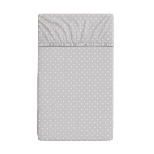 Cotton Fitted Sheet 120x60cm – White Polka Dots on Grey - Kindeco