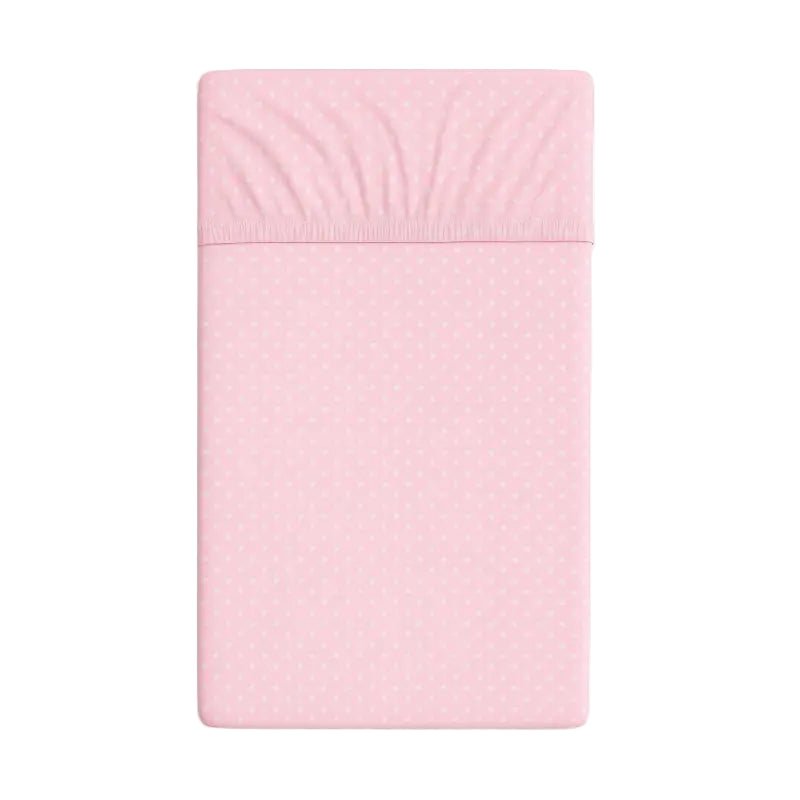 Cotton Fitted Sheet 120x60cm – White Polka Dots on Pink - Kindeco