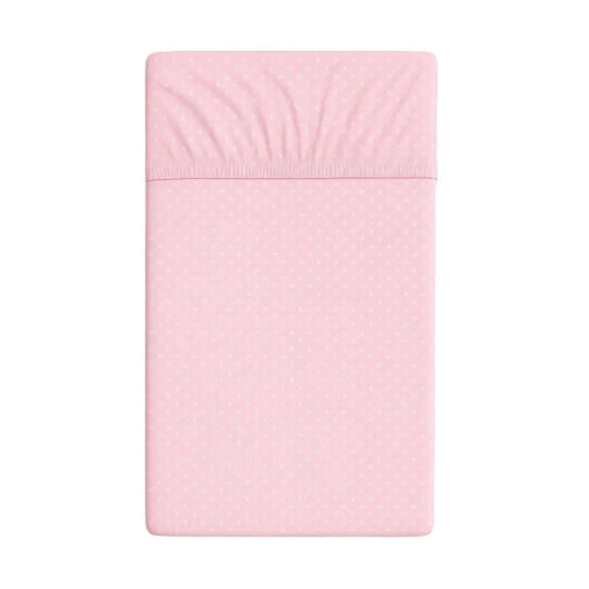 Cotton Fitted Sheet 120x60cm – White Polka Dots on Pink - Kindeco