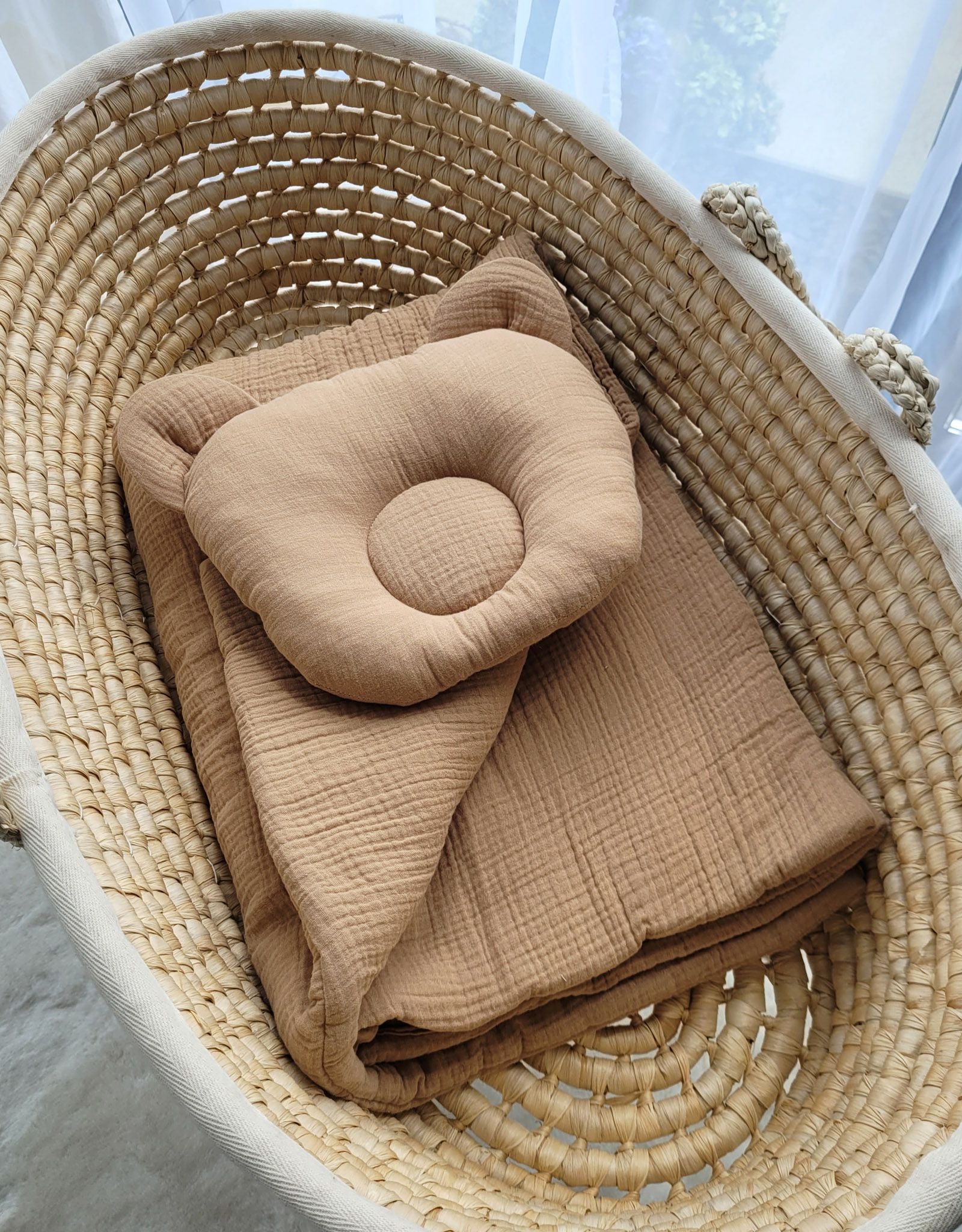 Duvet with Pillow Teddy Muslin - 2pcs Set - Camel - Kindeco