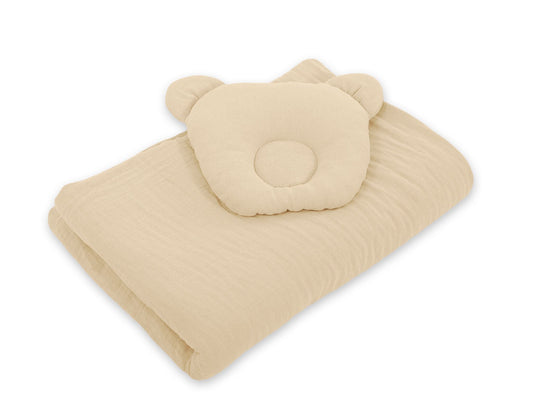 Duvet with Pillow Teddy Muslin - 2pcs Set - Cream - Kindeco