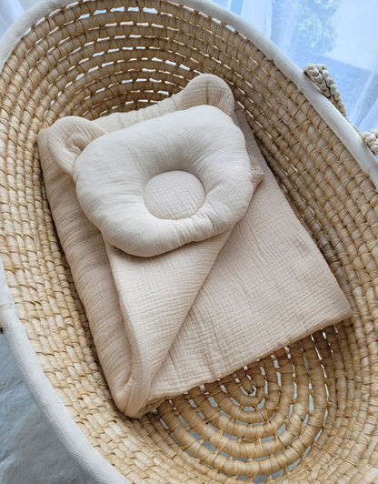 Duvet with Pillow Teddy Muslin - 2pcs Set - Cream - Kindeco