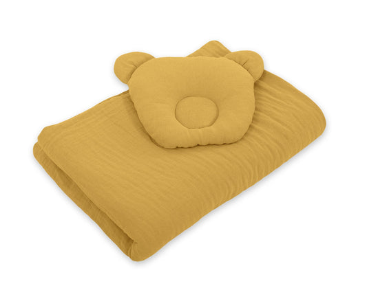 Duvet with Pillow Teddy Muslin - 2pcs Set - Honey Yellow - Kindeco