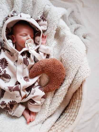 Eared Jumpsuit for Babies and Kids - Acorns on Sand - Kindeco