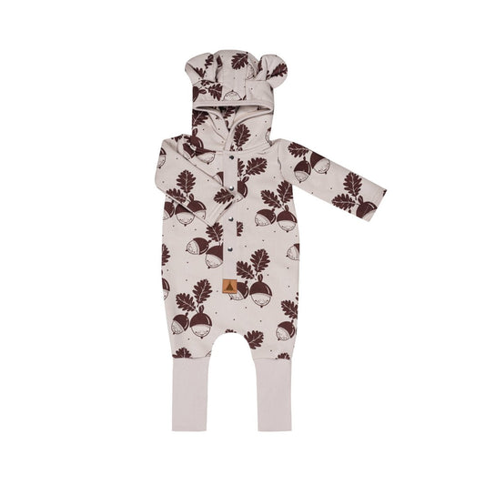 Eared Jumpsuit for Babies and Kids - Acorns on Sand - Kindeco