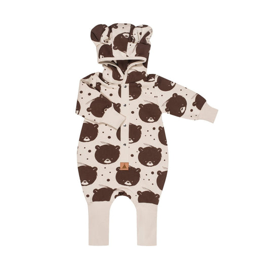 Eared Jumpsuit for Babies and Kids - Beige Bear - Kindeco