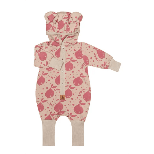 Eared Jumpsuit for Babies and Kids - Beige Lemons - Kindeco