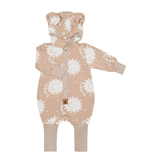 Eared Jumpsuit for Babies and Kids - Beige Suns - Kindeco