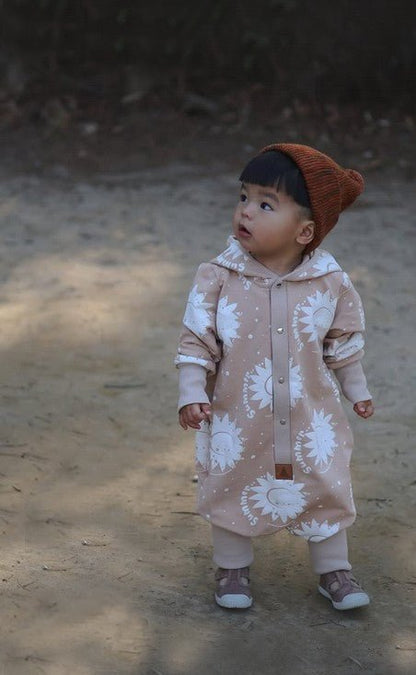 Eared Jumpsuit for Babies and Kids - Beige Suns - Kindeco