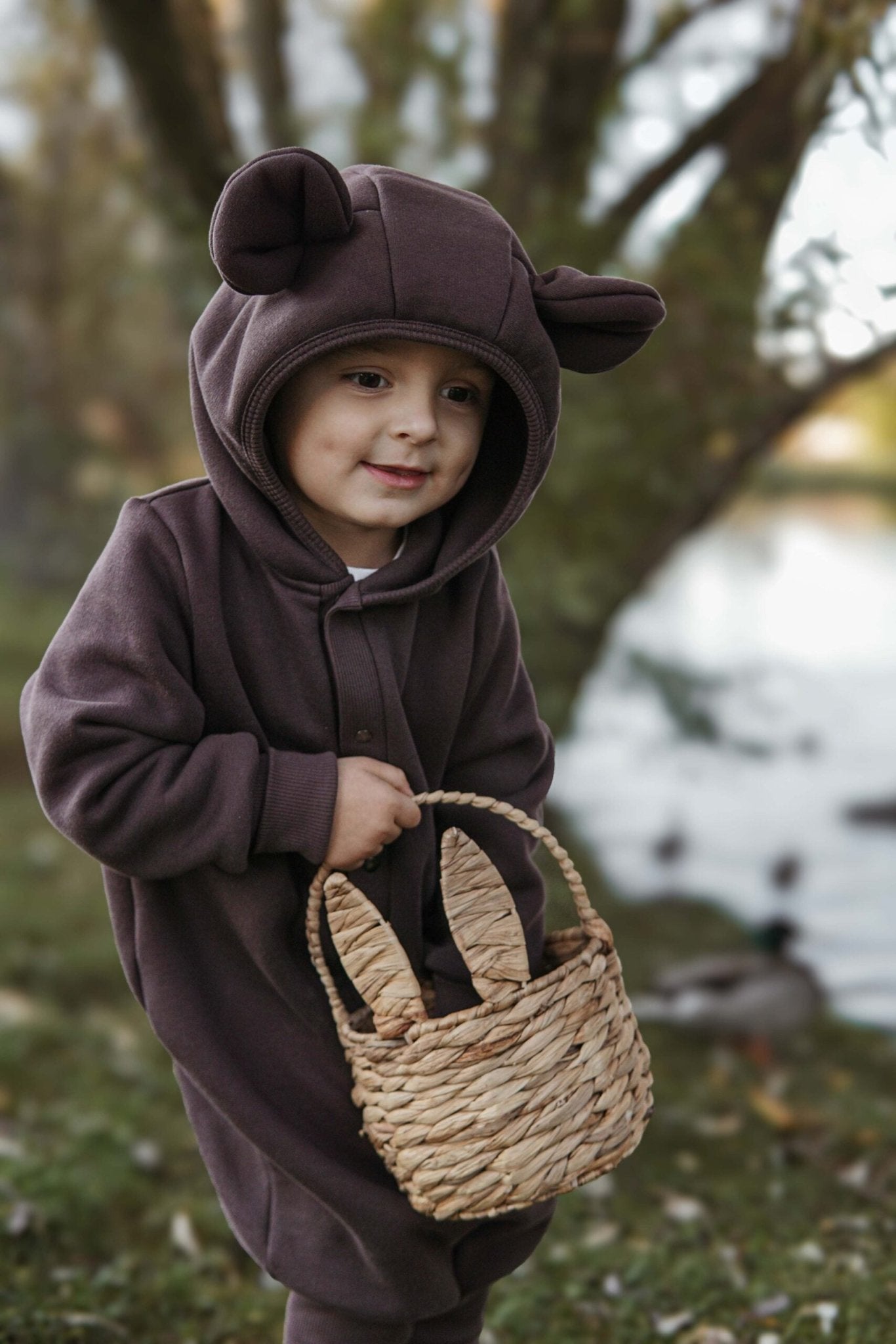 Eared Jumpsuit for Babies and Kids - Chocolate - Kindeco