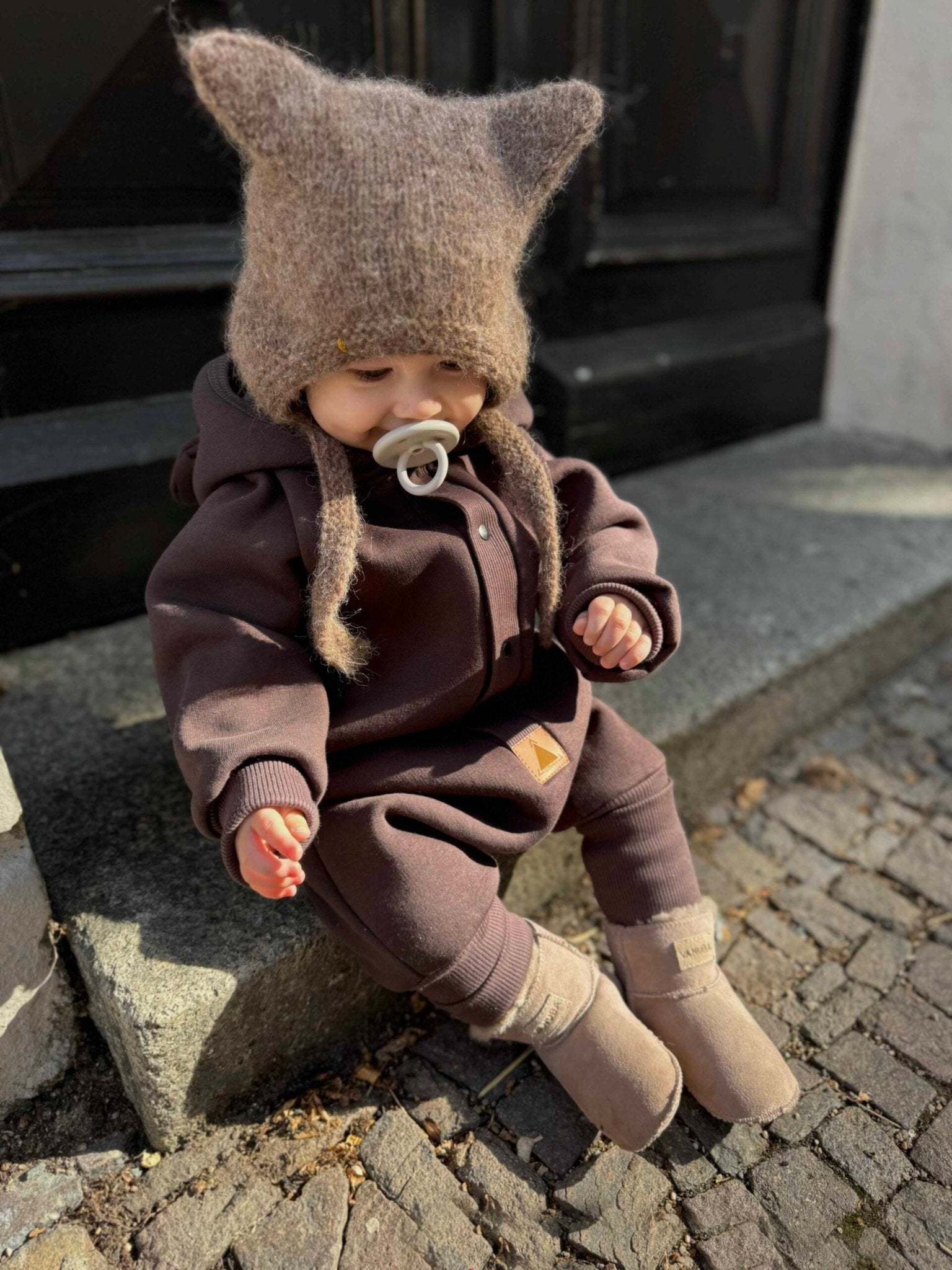 Eared Jumpsuit for Babies and Kids - Chocolate - Kindeco