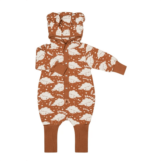Eared Jumpsuit for Babies and Kids - Cinnamon Sheep - Kindeco