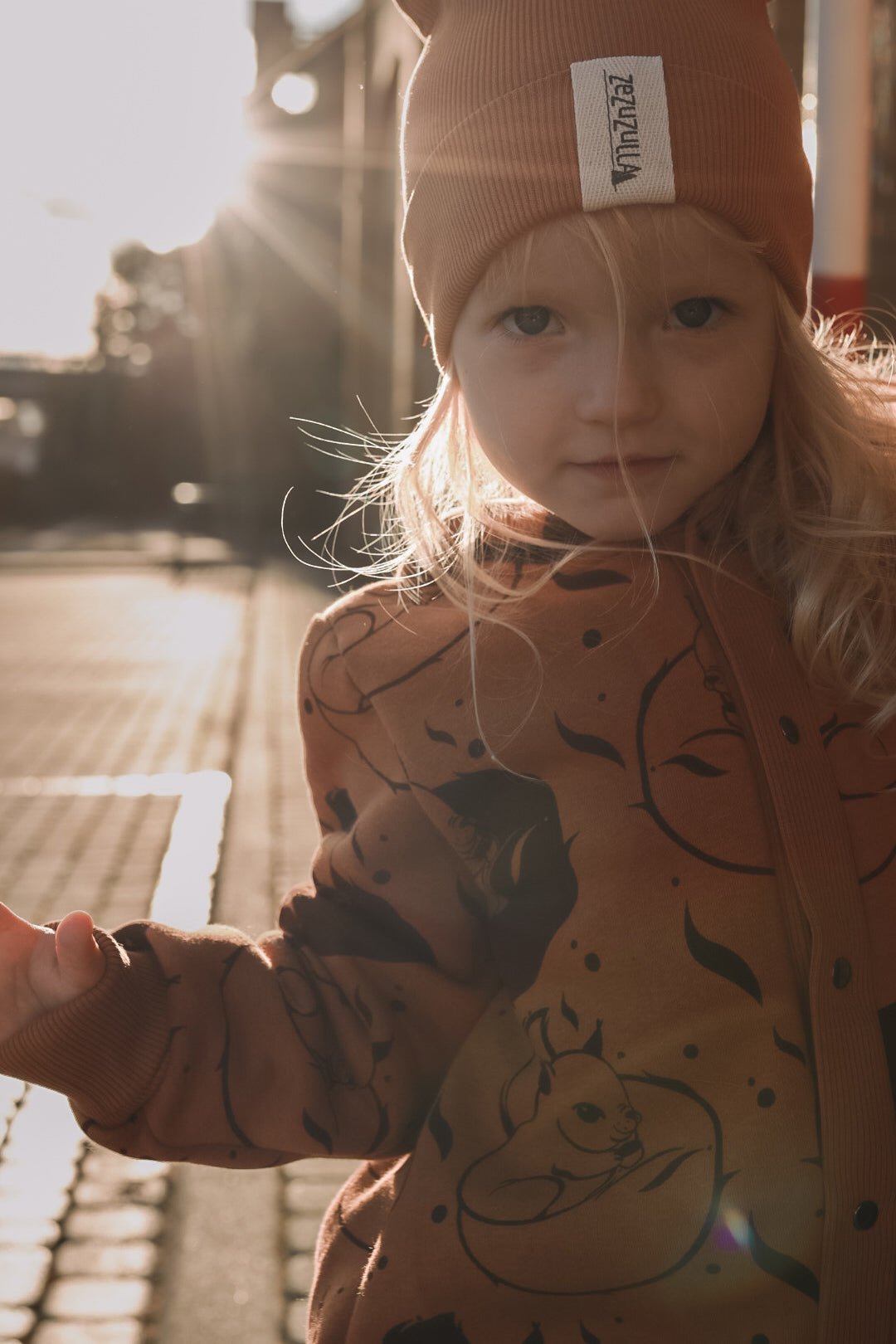 Eared Jumpsuit for Babies and Kids - Cinnamon Squirrel - Kindeco