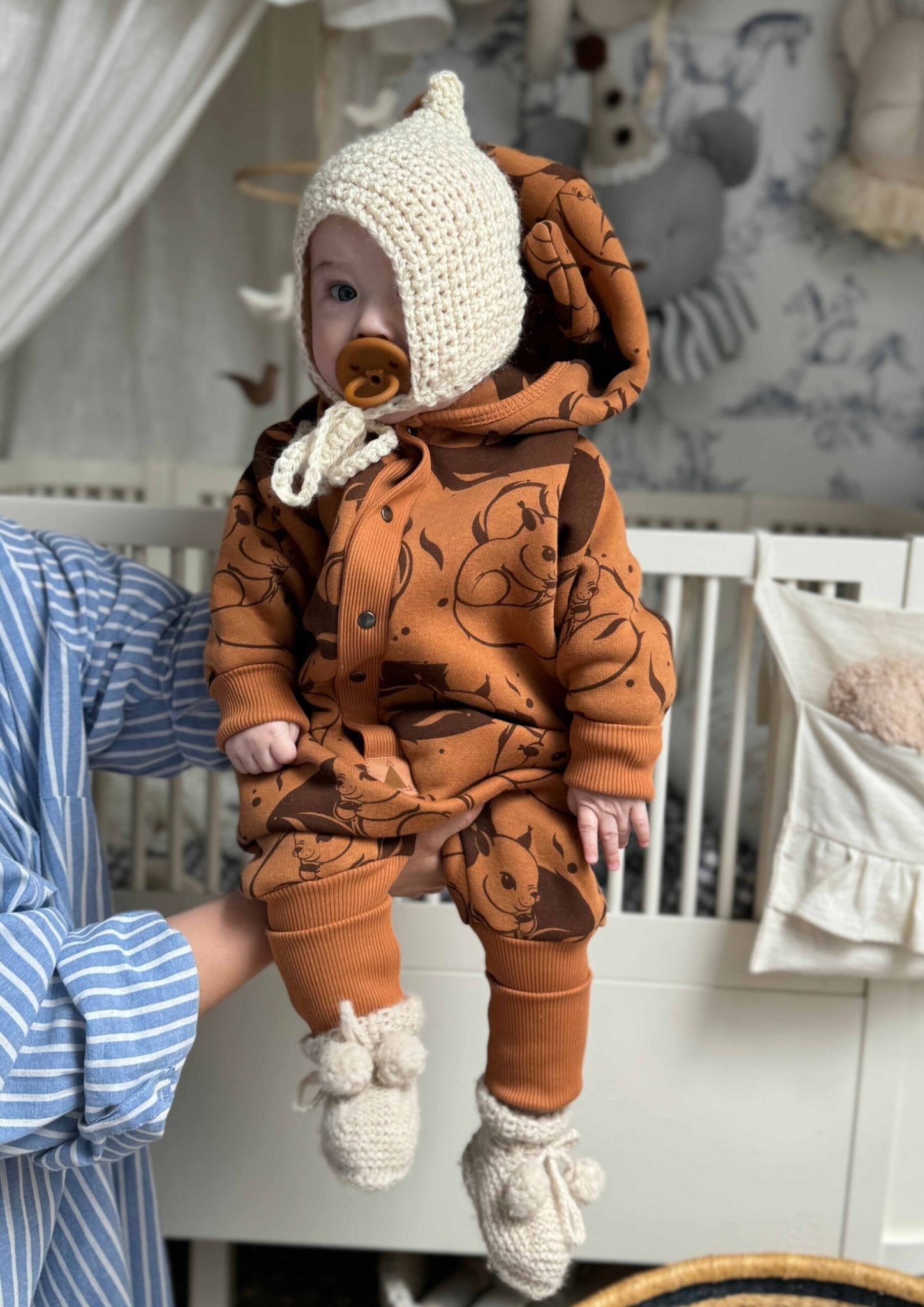 Eared Jumpsuit for Babies and Kids - Cinnamon Squirrel - Kindeco