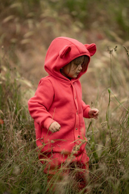 Eared Jumpsuit for Babies and Kids - Coral - Kindeco