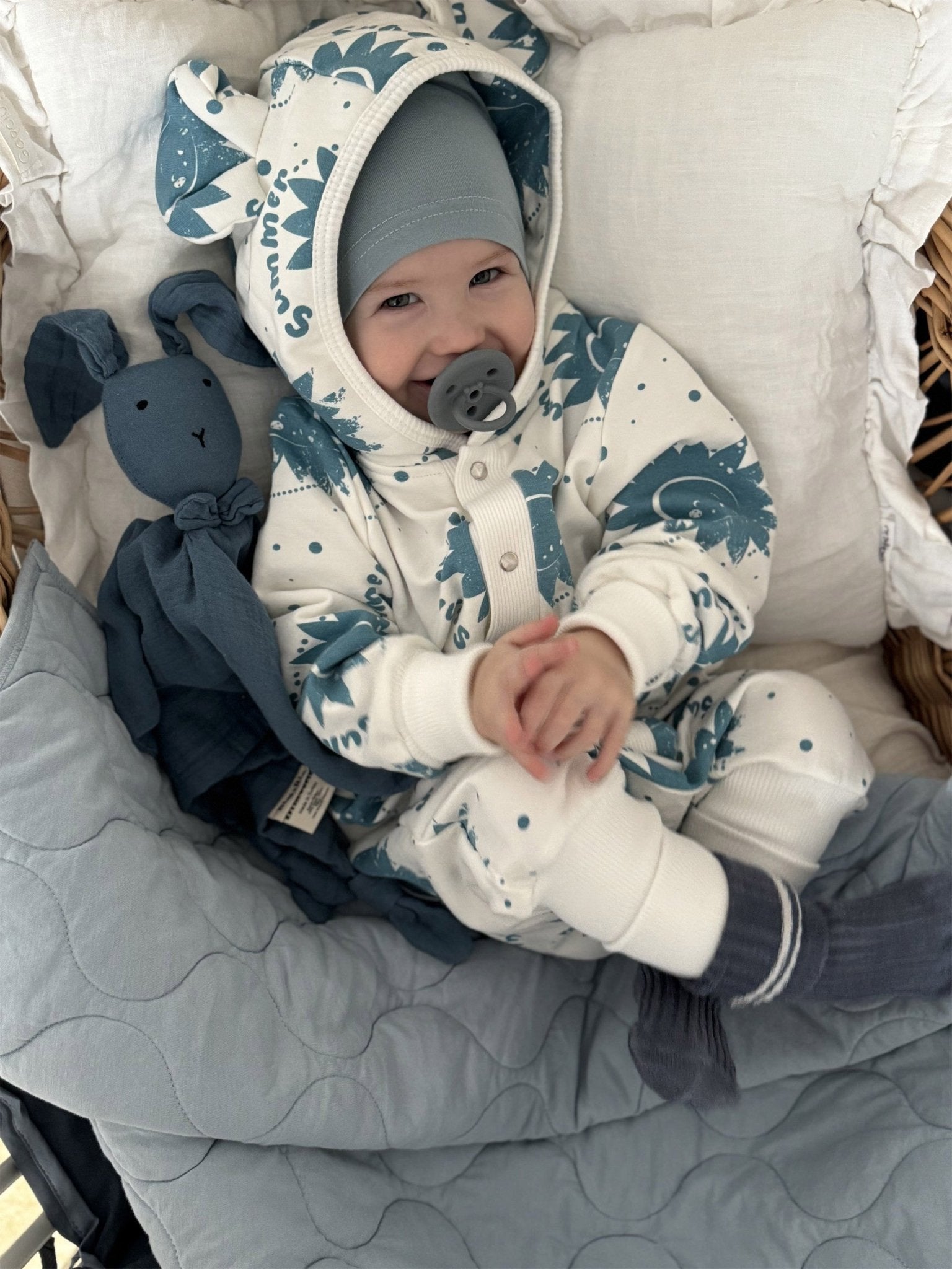 Eared Jumpsuit for Babies and Kids - Ecru Suns - Kindeco