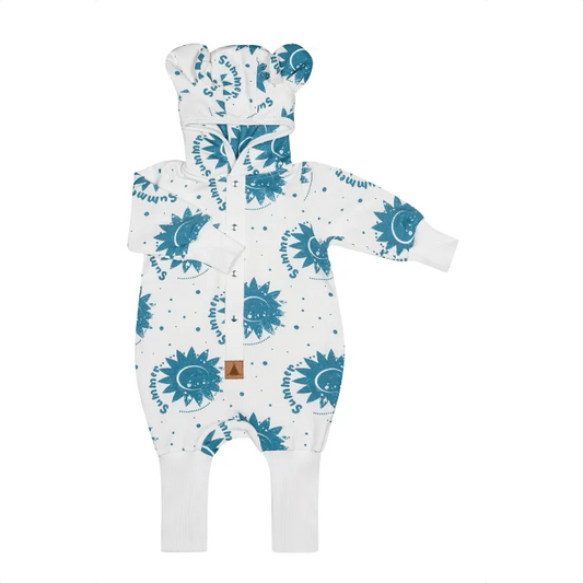 Eared Jumpsuit for Babies and Kids - Ecru Suns - Kindeco
