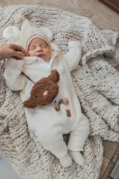 Eared Jumpsuit for Babies and Kids - Fuzzy Ecru - Kindeco