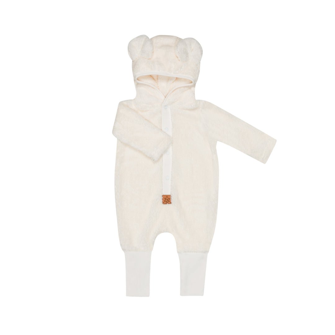 Eared Jumpsuit for Babies and Kids - Fuzzy Ecru - Kindeco