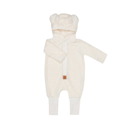 Eared Jumpsuit for Babies and Kids - Fuzzy Ecru - Kindeco
