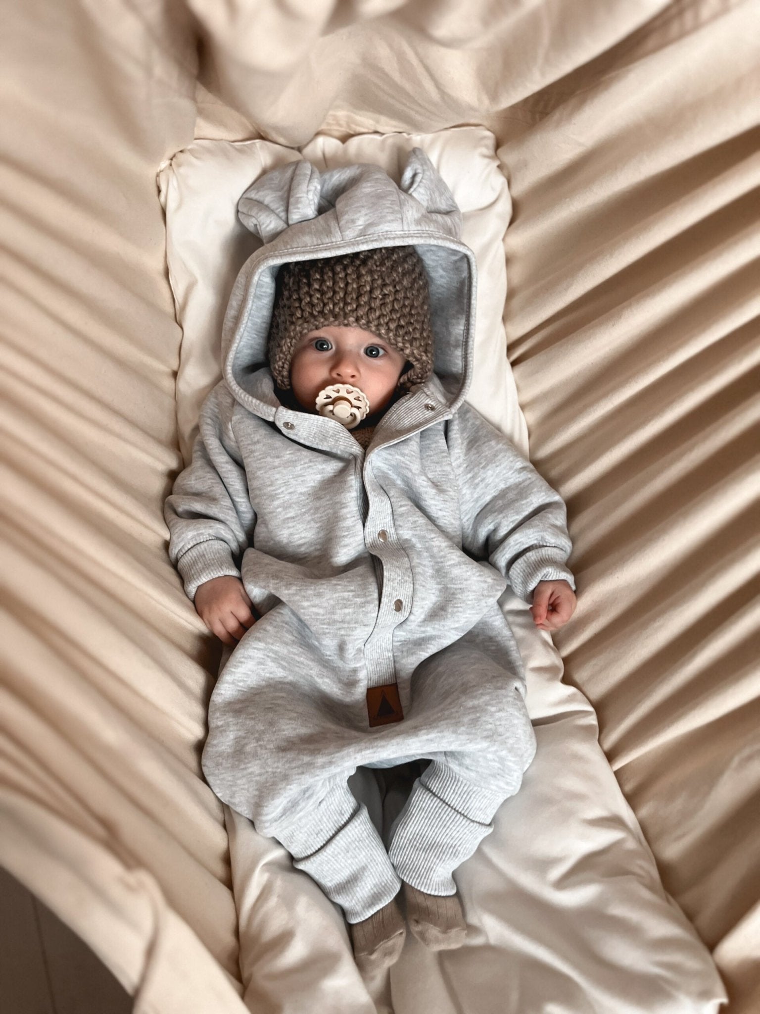 Eared Jumpsuit for Babies and Kids - Melange Grey - Kindeco