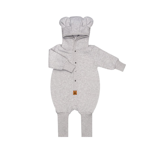 Eared Jumpsuit for Babies and Kids - Melange Grey - Kindeco