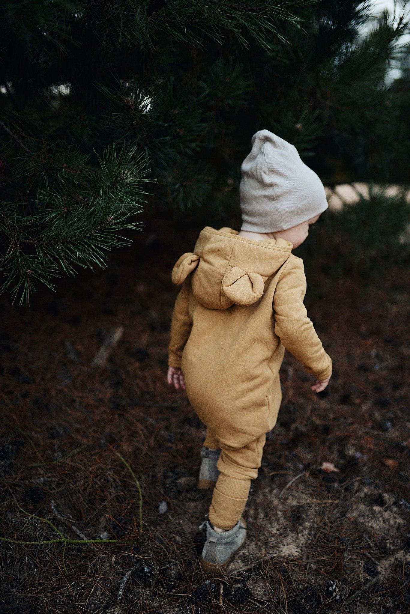 Eared Jumpsuit for Babies and Kids - Mustard - Kindeco