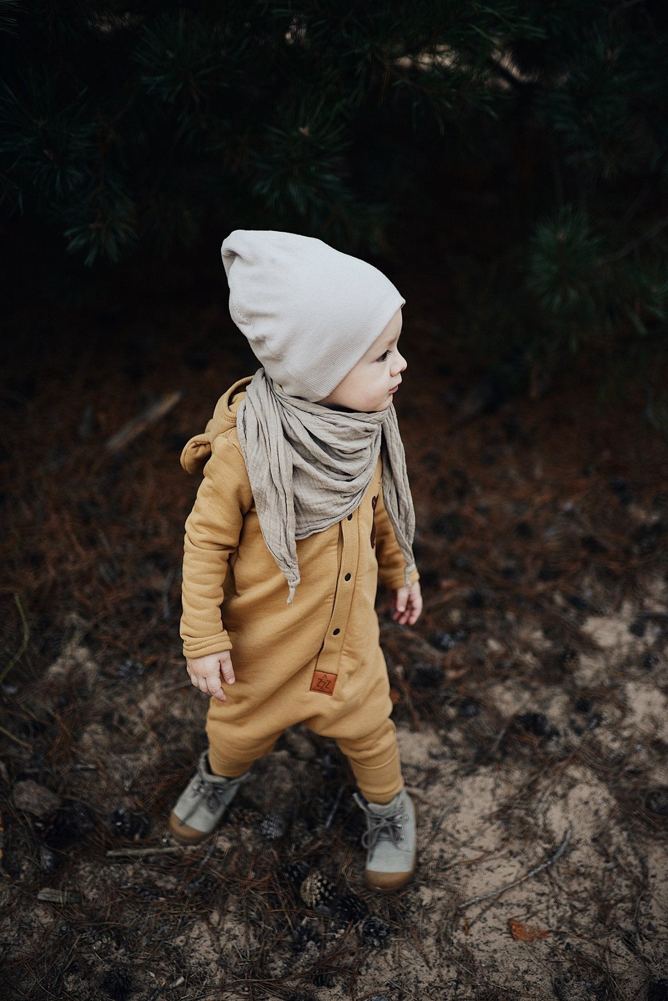 Eared Jumpsuit for Babies and Kids - Mustard - Kindeco