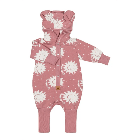 Eared Jumpsuit for Babies and Kids - Pink Suns - Kindeco