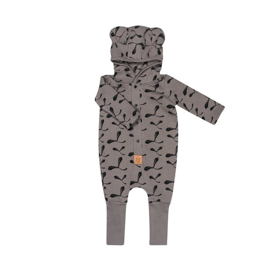 Eared Jumpsuit for Babies and Kids - Steel with Maple Seeds - Kindeco