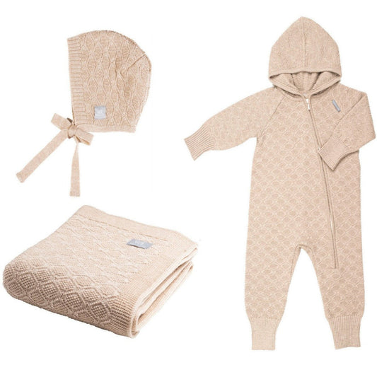 Gift Set - Blanket, Romper & Bonnet (HAPPINESS Collection) - Kindeco