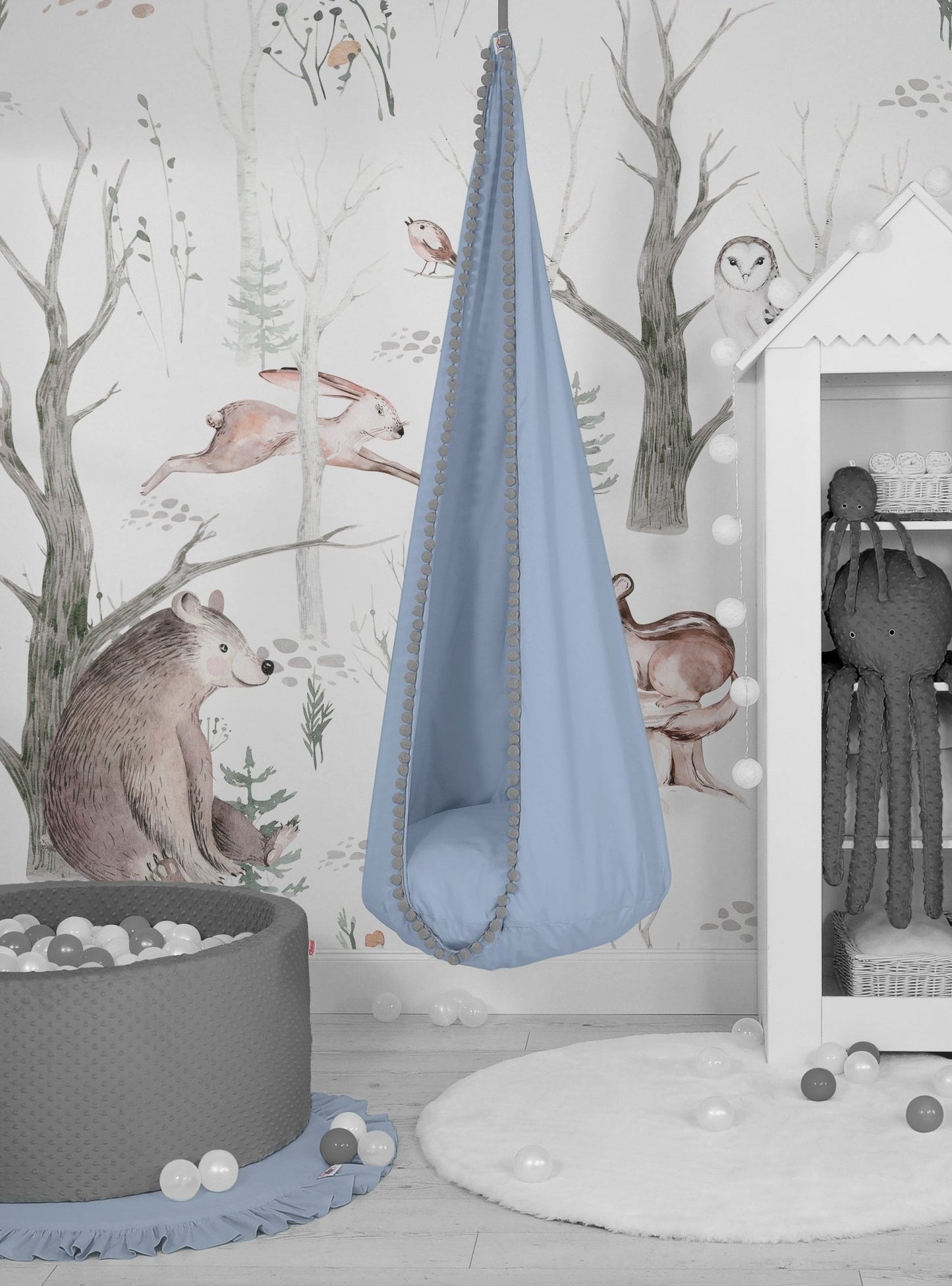 Hanging Cocoon Swing Seat - Pastel Blue - Kindeco