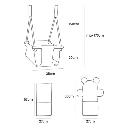 Indoor Baby Swing, Square - Grey - Kindeco