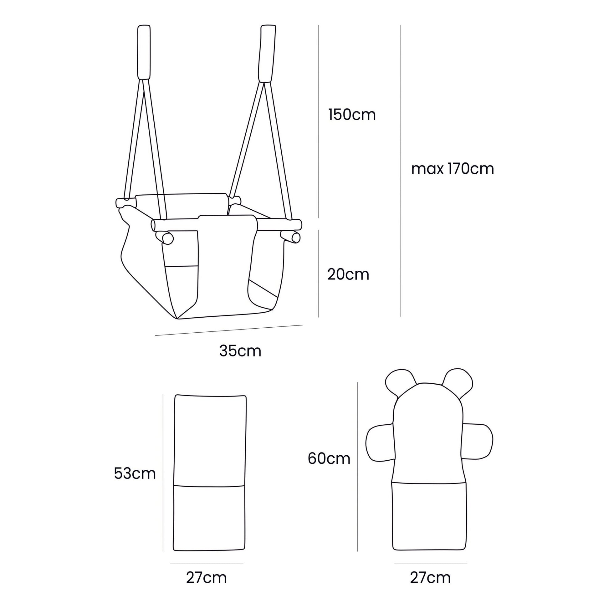 Indoor Baby Swing, Teddy - Ecru - Kindeco