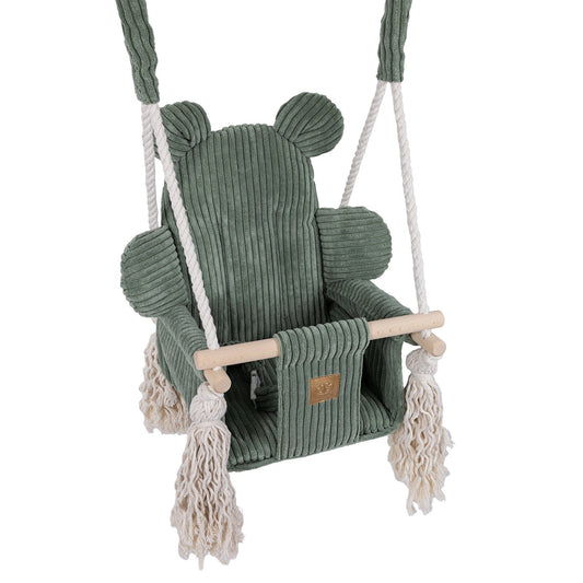 Indoor Baby Swing, Teddy - Olive Green - Kindeco