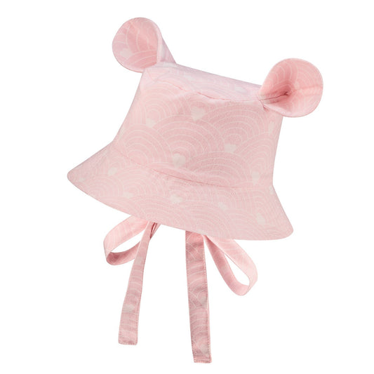 Kids Hat with Ears - Waves on Pink - Kindeco