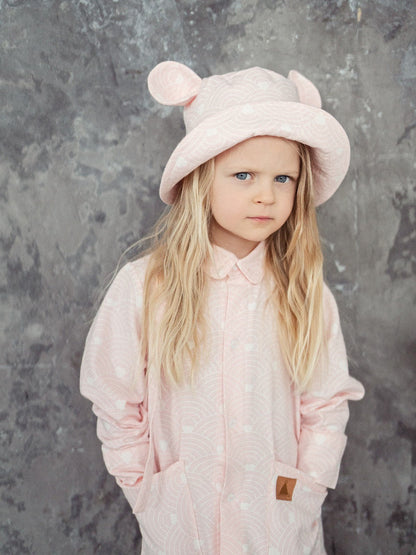 Kids Hat with Ears - Waves on Pink - Kindeco
