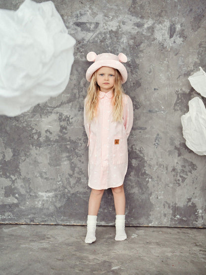Kids Hat with Ears - Waves on Pink - Kindeco