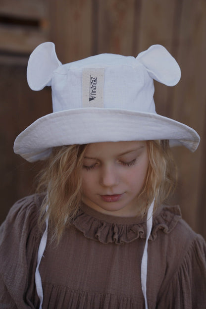 Kids Hat with Ears - White - Kindeco
