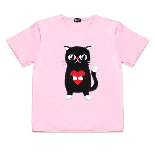 Kids Heartful Cat T-Shirt - Kindeco