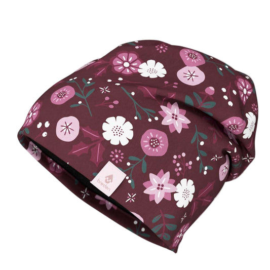 Kids Merino Hat Beanie For Autumn And Spring METTE - Winter Flowers
