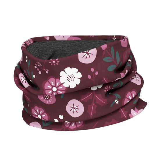 Kids Merino Neck Tube MOKKA - Winter Flowers