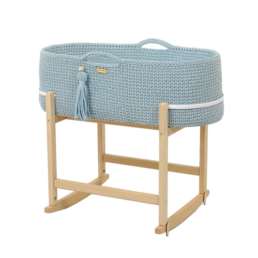 Moses Basket with Rocker - BOHO (Misty Blue)