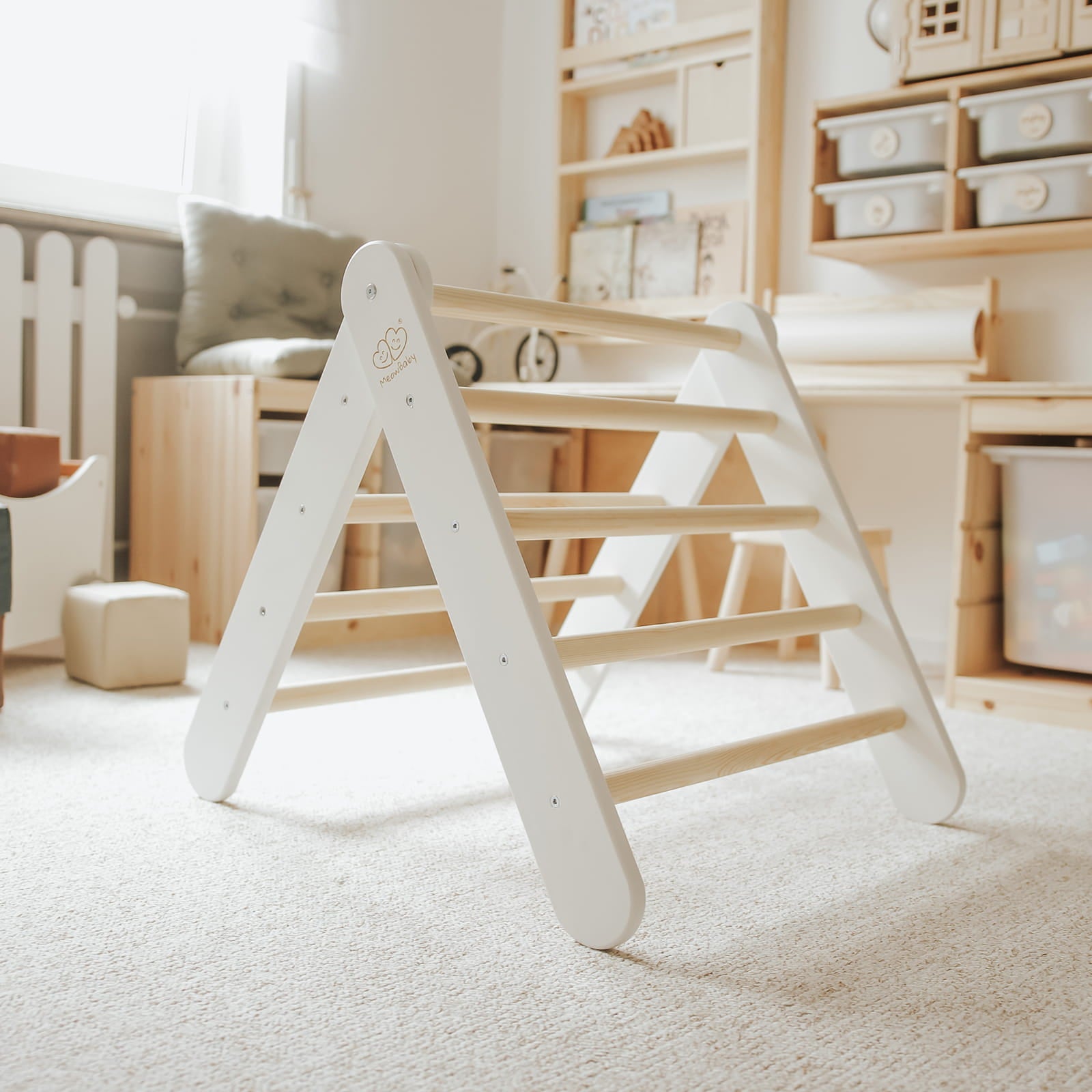 Ladder With a Slide - Climbing Wall - White - Kindeco