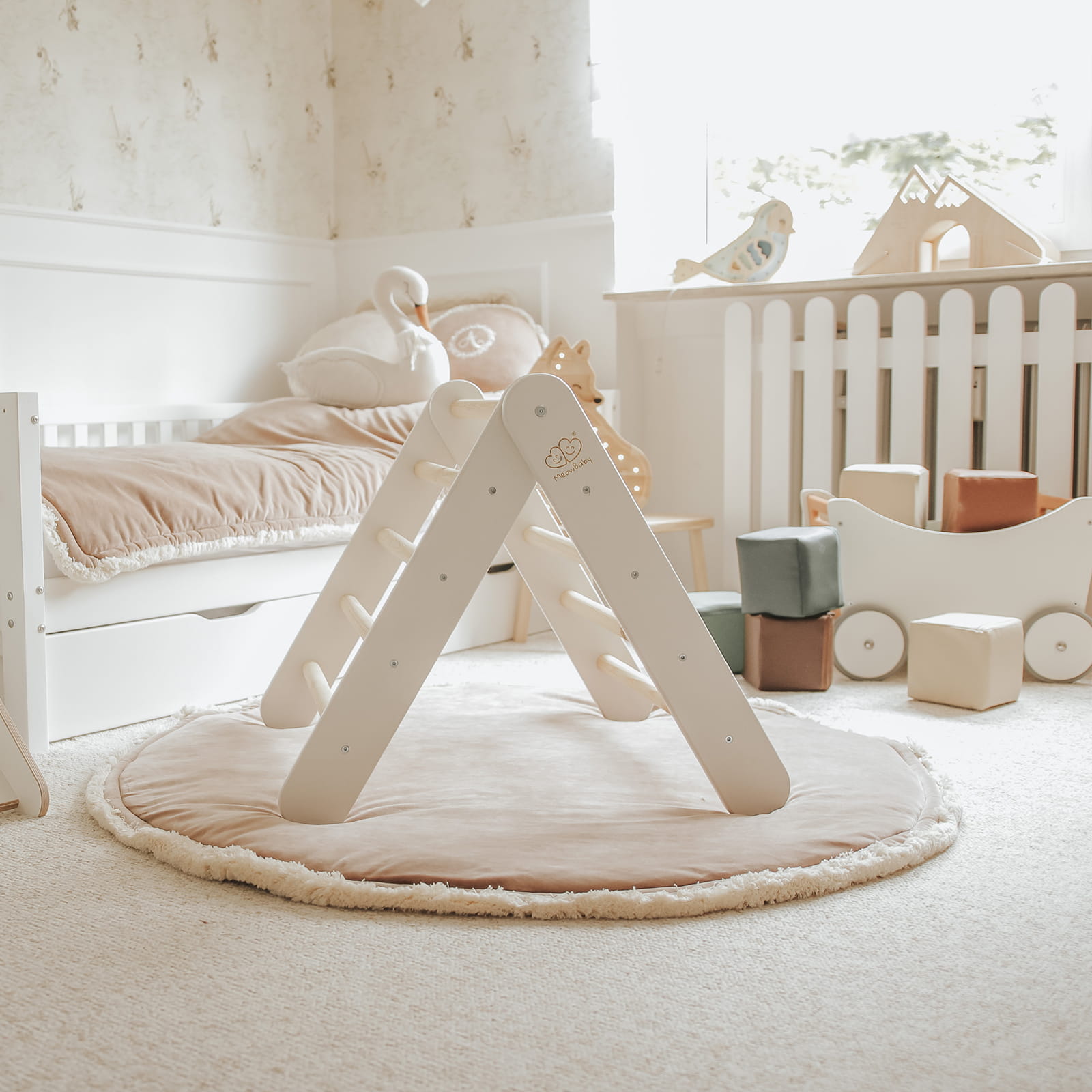 Ladder With a Slide - Climbing Wall - White - Kindeco