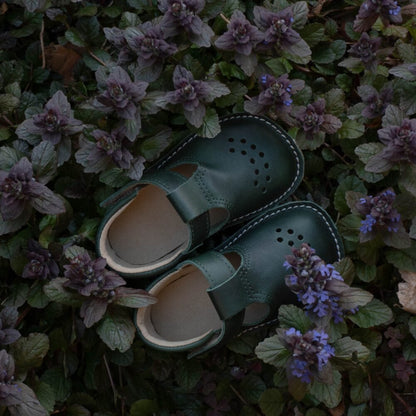 Leather Kids' Shoes Lusti - Dark Green - Kindeco