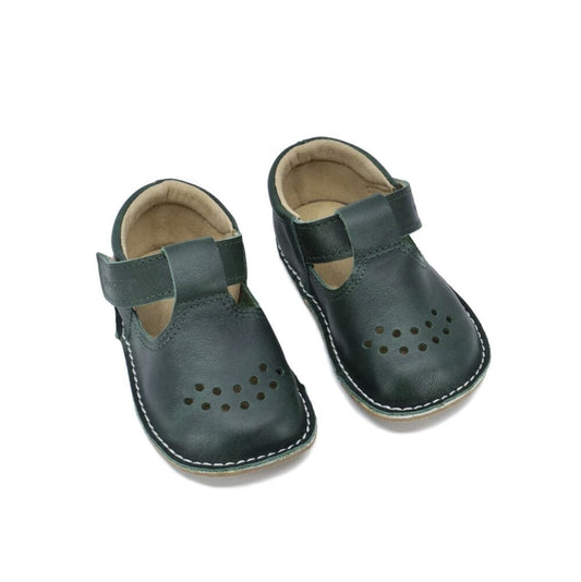 Leather Kids' Shoes Lusti - Dark Green - Kindeco