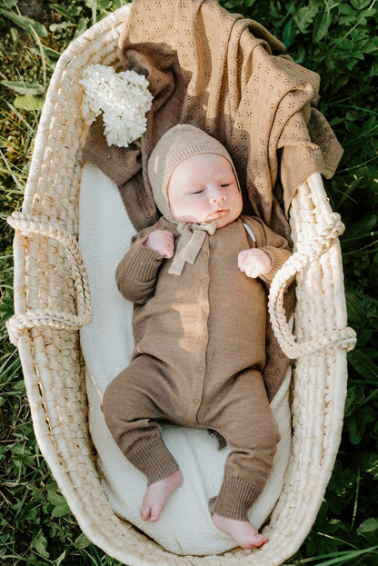 Merino Wool Baby Gift Set - Blanket, Romper & Bonnet (JOY Collection) - Kindeco
