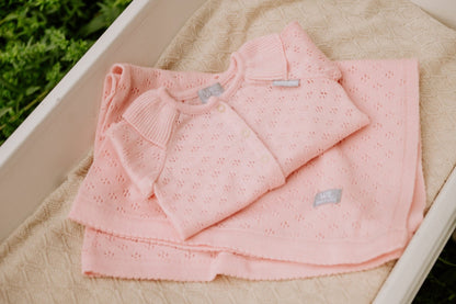 Merino Wool Baby Gift Set - Blanket, Romper & Bonnet (LOVE Collection) - Kindeco